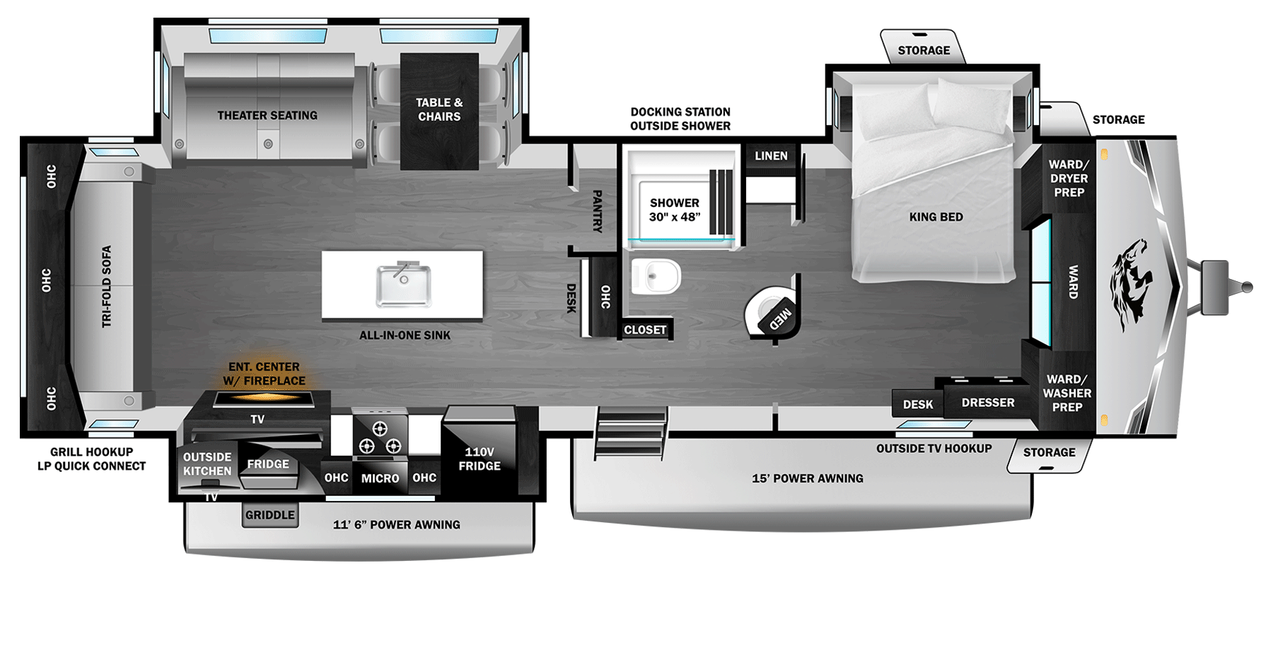 Floorplan diagram for 2027 Open Range Open Range 3X Travel Trailer 322rls