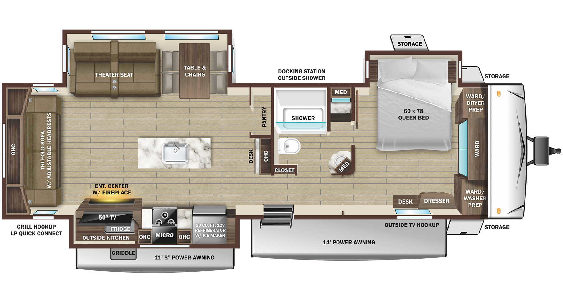 Floorplan diagram for 2025 Open Range Open Range Travel Trailer 322rls