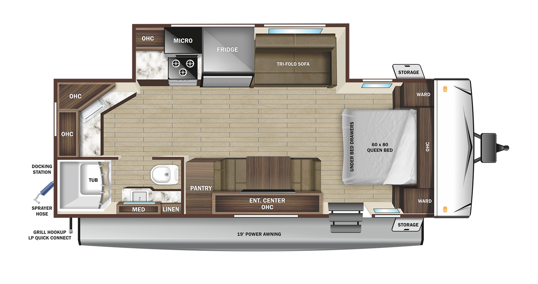 Floorplan diagram for 2023 Open Range Range Lite 225ck
