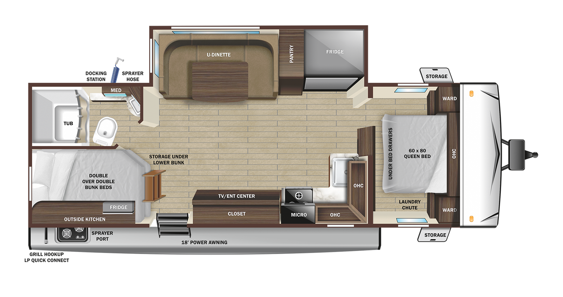 Floorplan diagram for 2023 Open Range Range Lite 241bh
