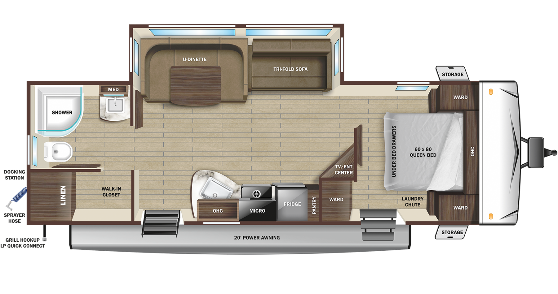 Floorplan diagram for 2023 Open Range Range Lite 252rb