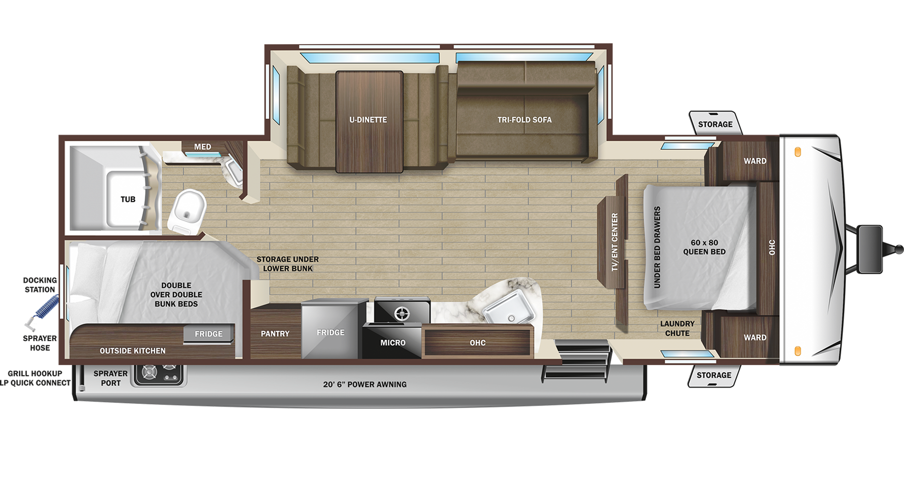 Floorplan diagram for 2023 Open Range Range Lite 261bh