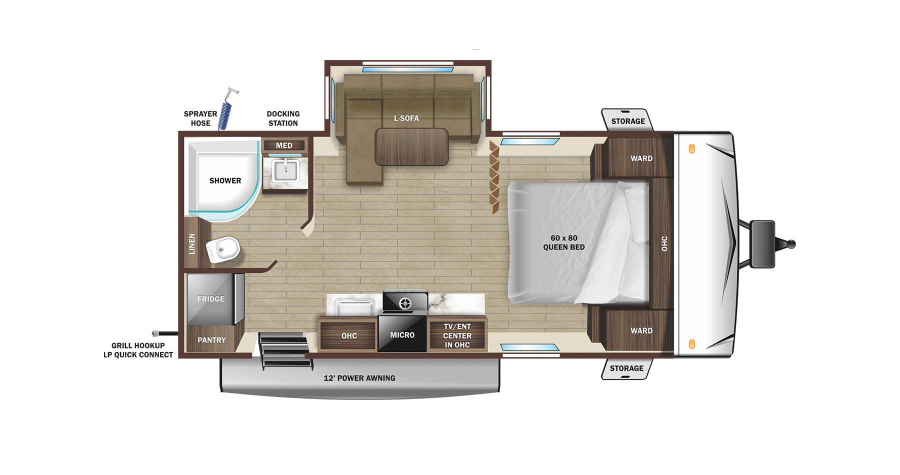 Floorplan diagram for 2024 Open Range Range Lite 212fb