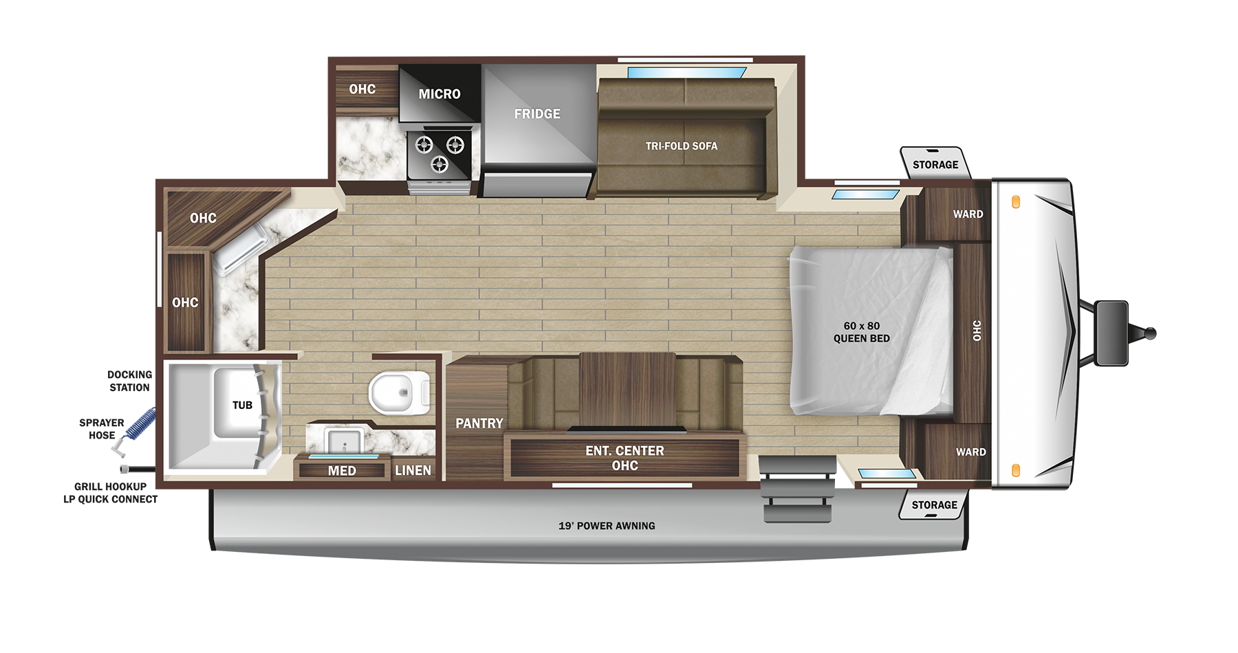 Floorplan diagram for 2024 Open Range Range Lite 225ck
