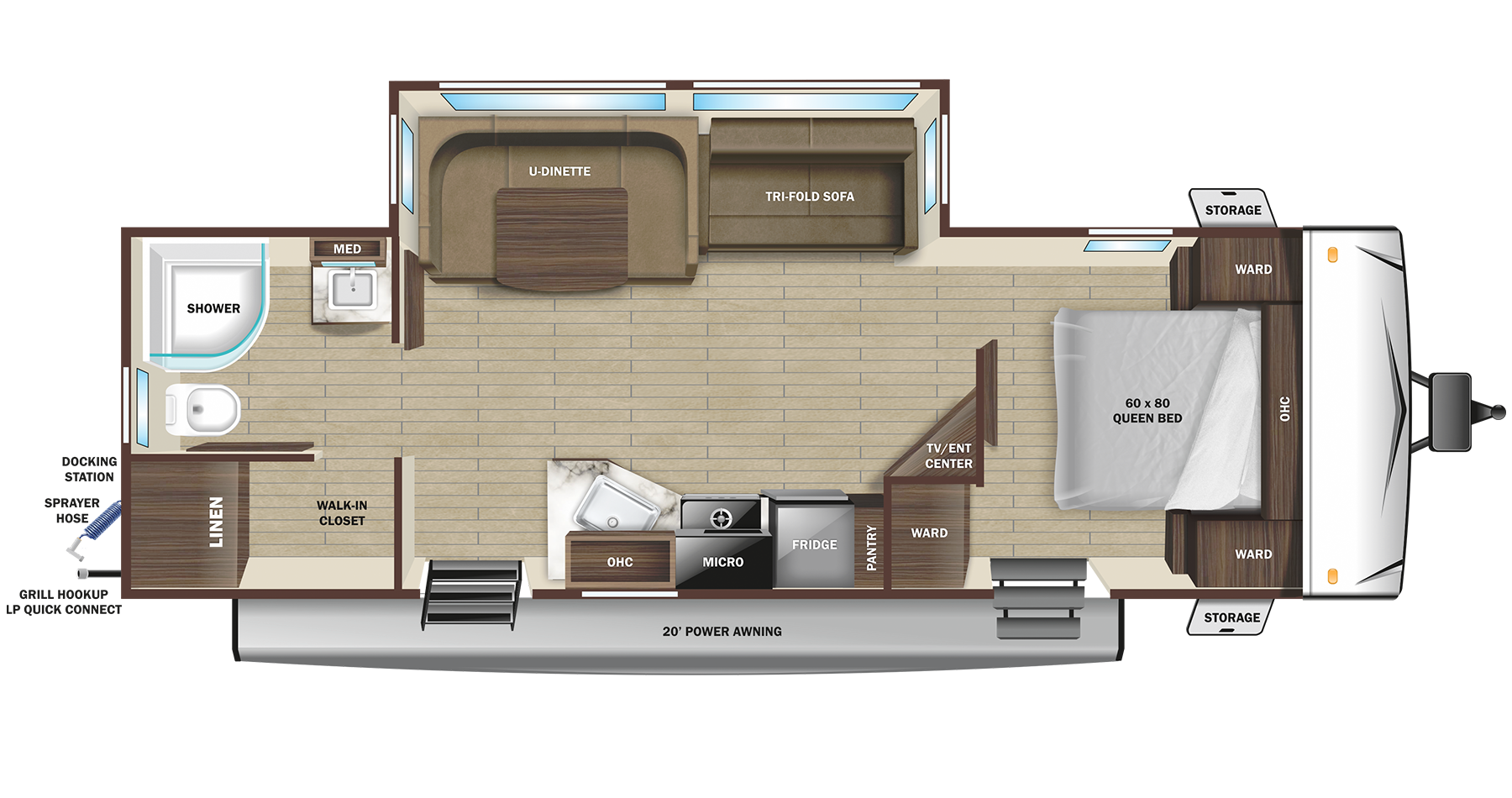 Floorplan diagram for 2024 Open Range Range Lite 252rb