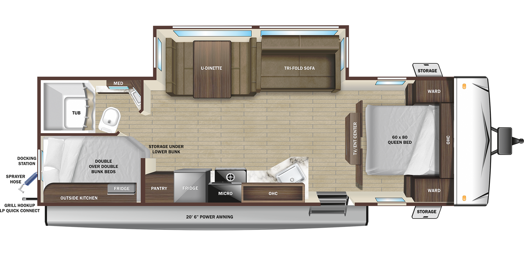 Floorplan diagram for 2024 Open Range Range Lite 261bh