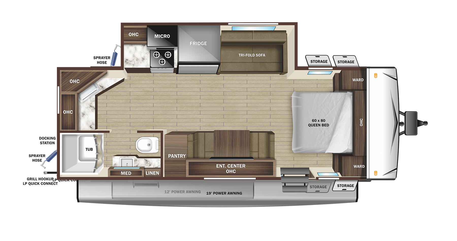 Floorplan diagram for 2025 Open Range Range Lite 225ck