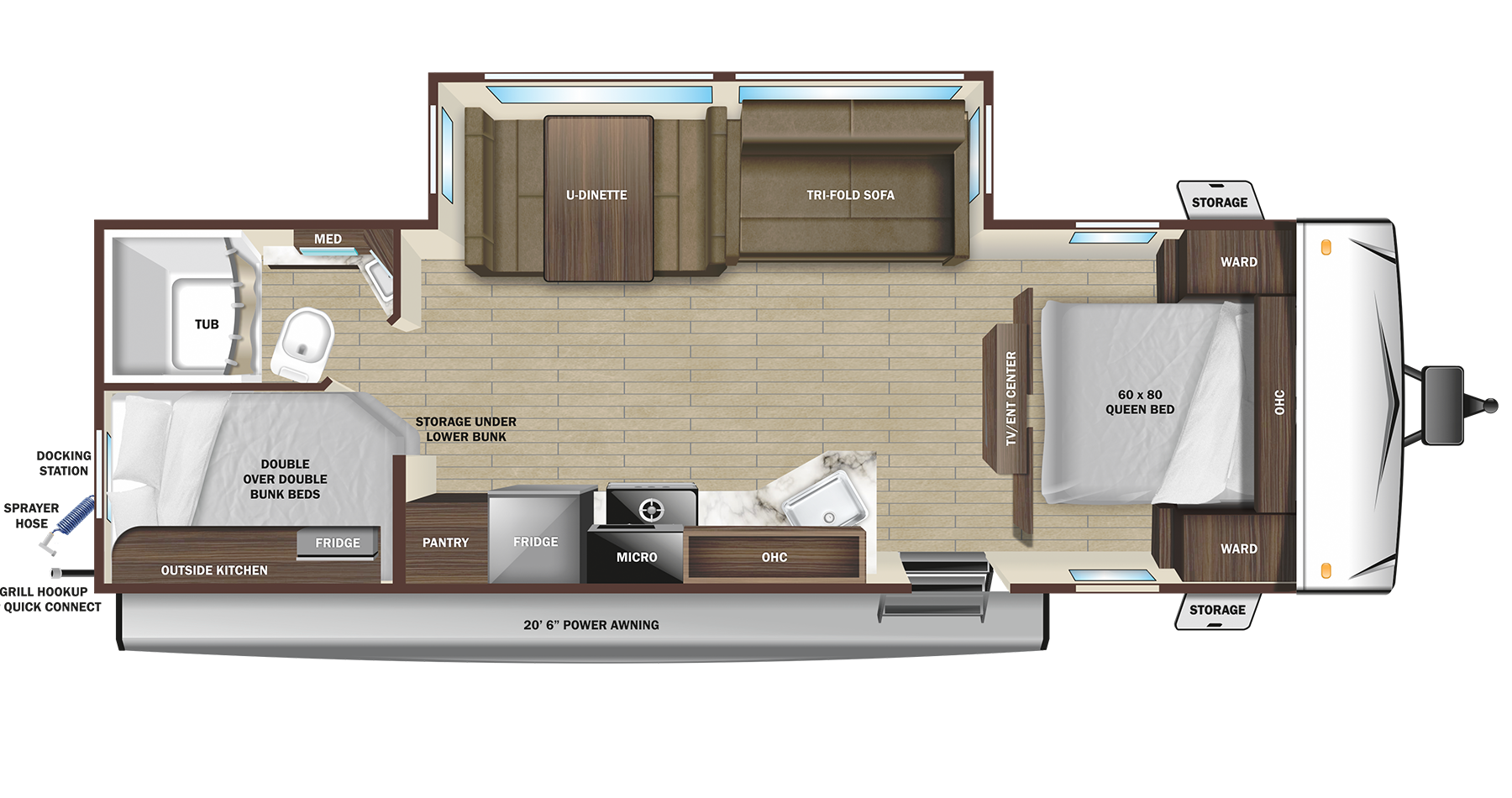 Floorplan diagram for 2025 Open Range Range Lite 261bh