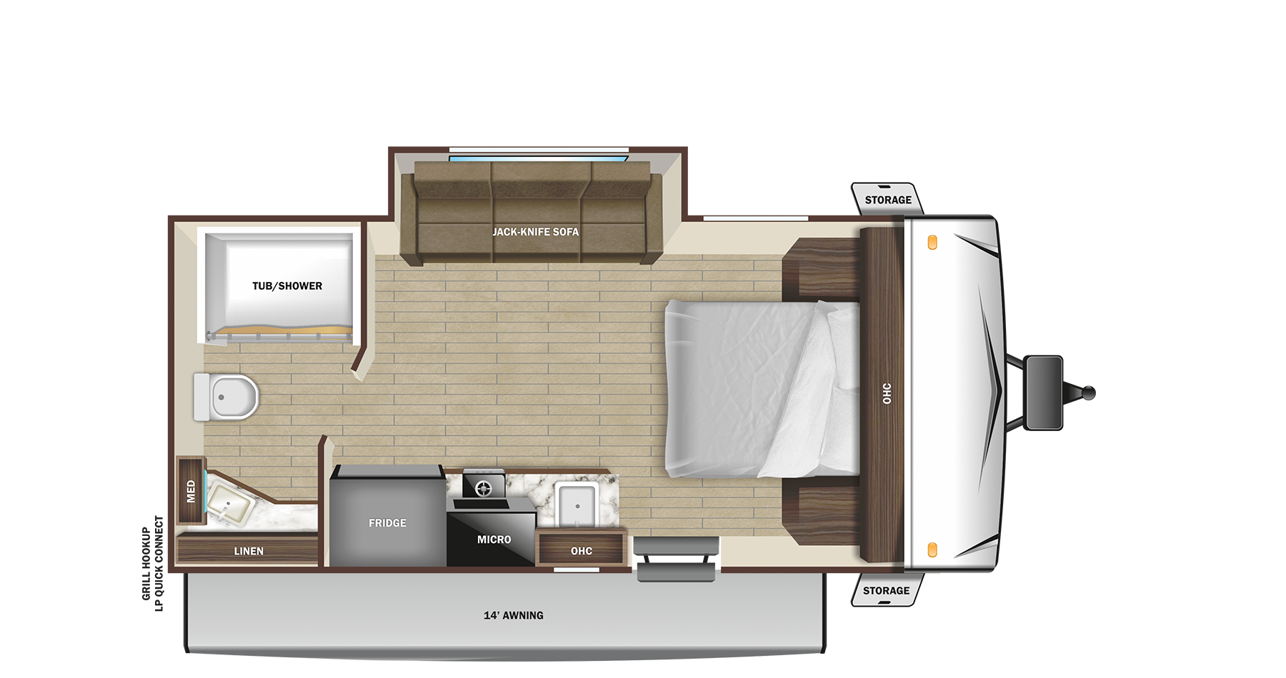 Floorplan diagram for 2024 Open Range Range Lite Air 18rbs