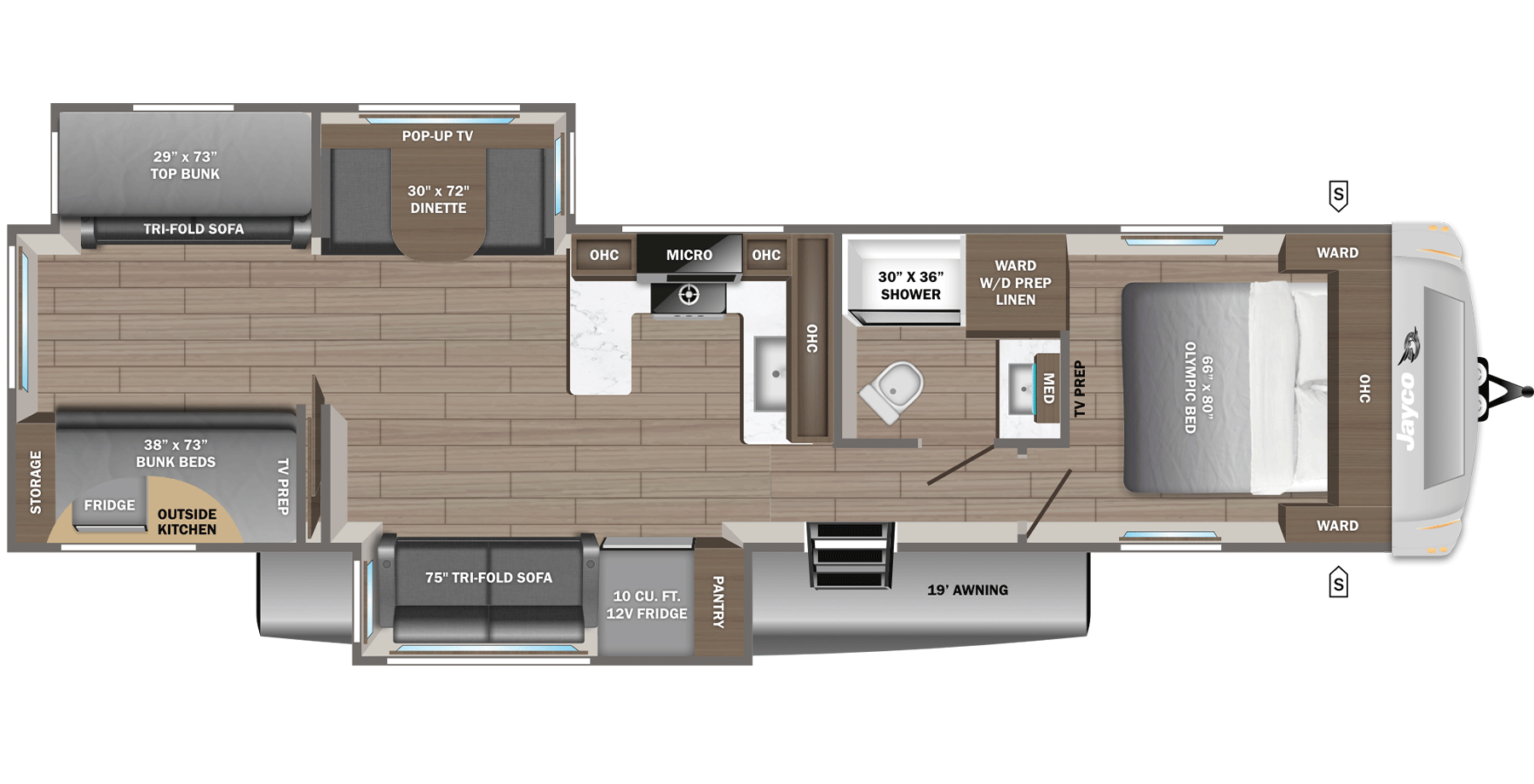 Floorplan diagram for 2027 Jayco Eagle 325BROK