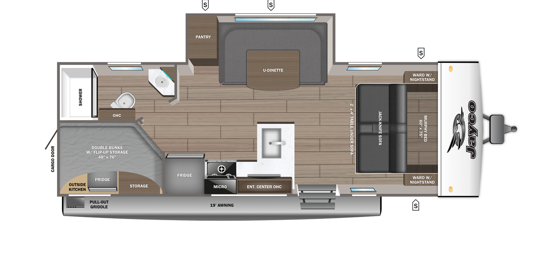 Floorplan diagram for 2027 Jayco Jay Feather 21mbh