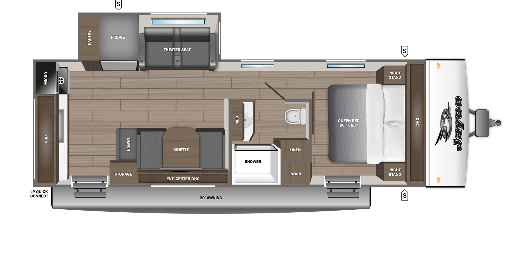 Floorplan diagram for 2027 Jayco Jay Feather 23rk