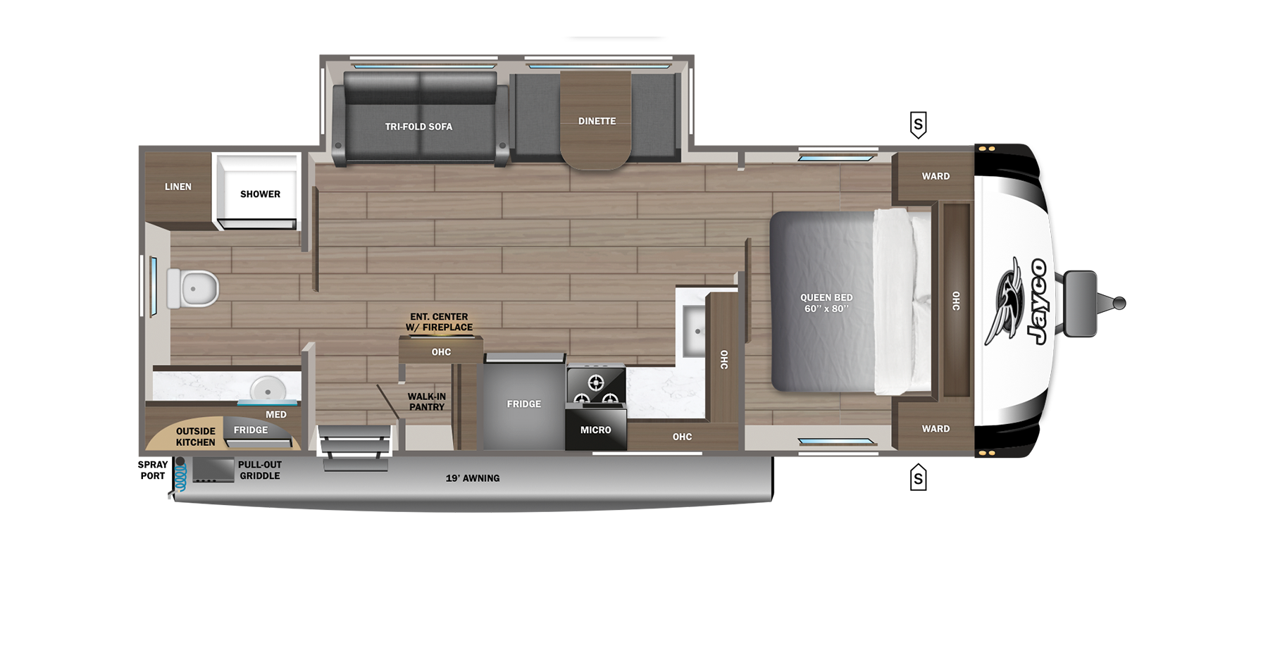 Floorplan diagram for 2027 Jayco Jay Feather 25rb