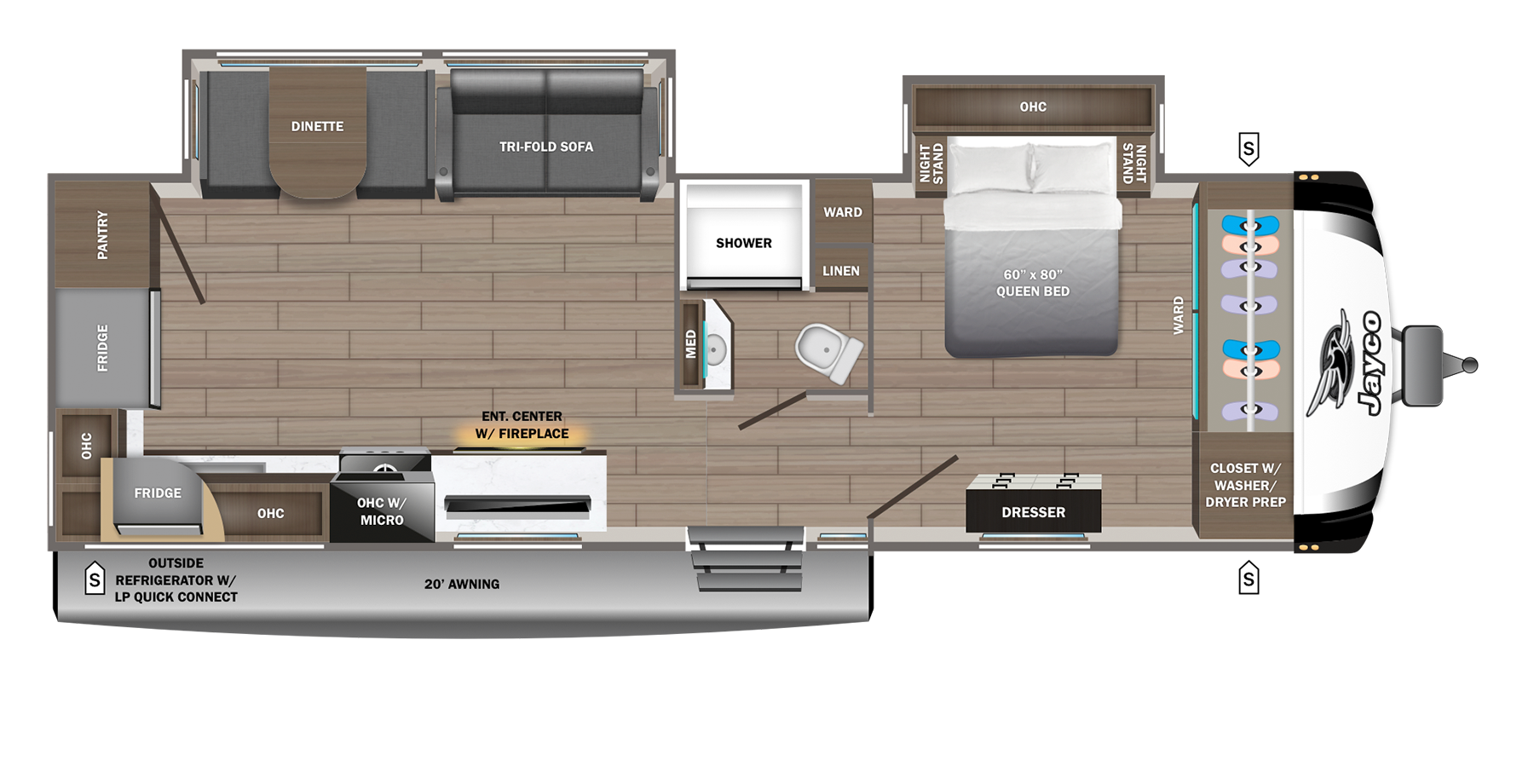 Floorplan diagram for 2027 Jayco Jay Feather 30rkb