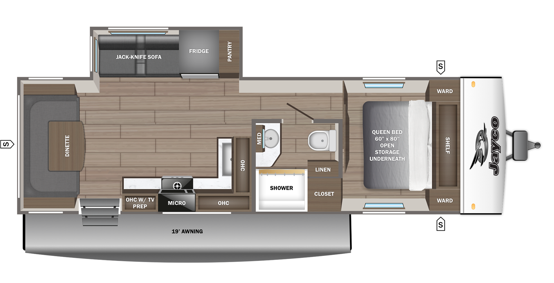 Floorplan diagram for 2027 Jayco Jay Feather SL 25rlsl