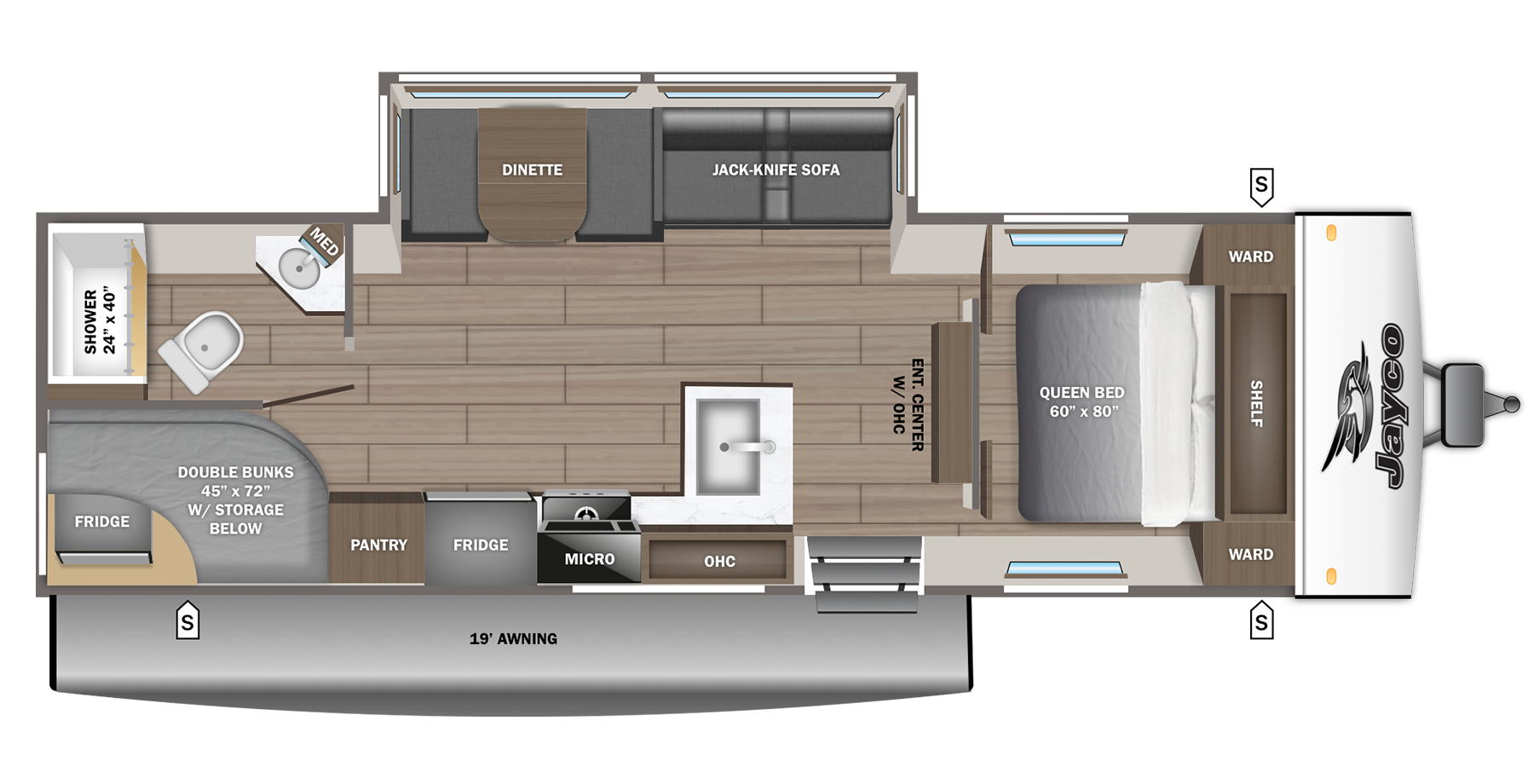 Floorplan diagram for 2027 Jayco Jay Feather SL 26bhsl