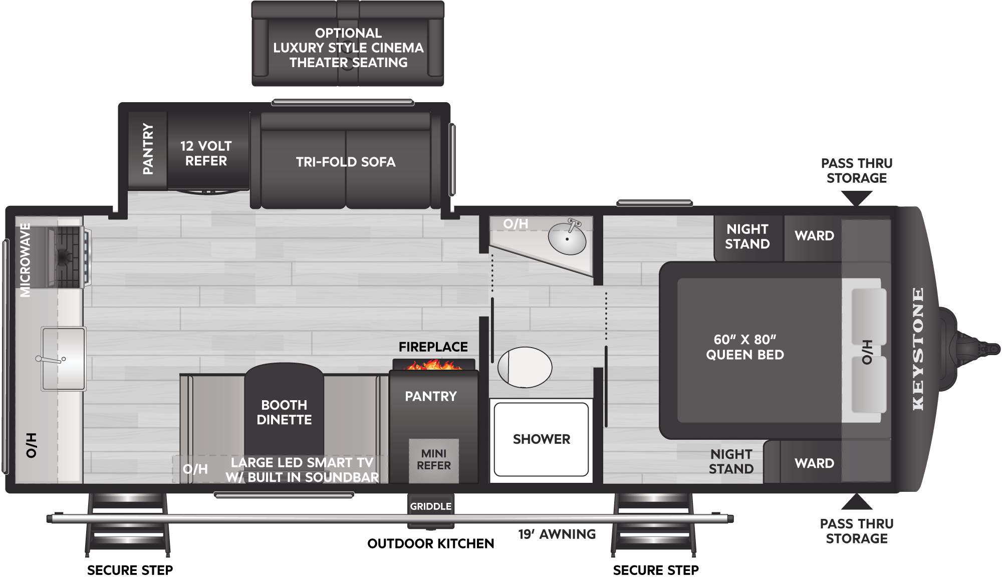 Floorplan diagram for 2027 Keystone Bullet Crossfire Travel Trailers 245RKS