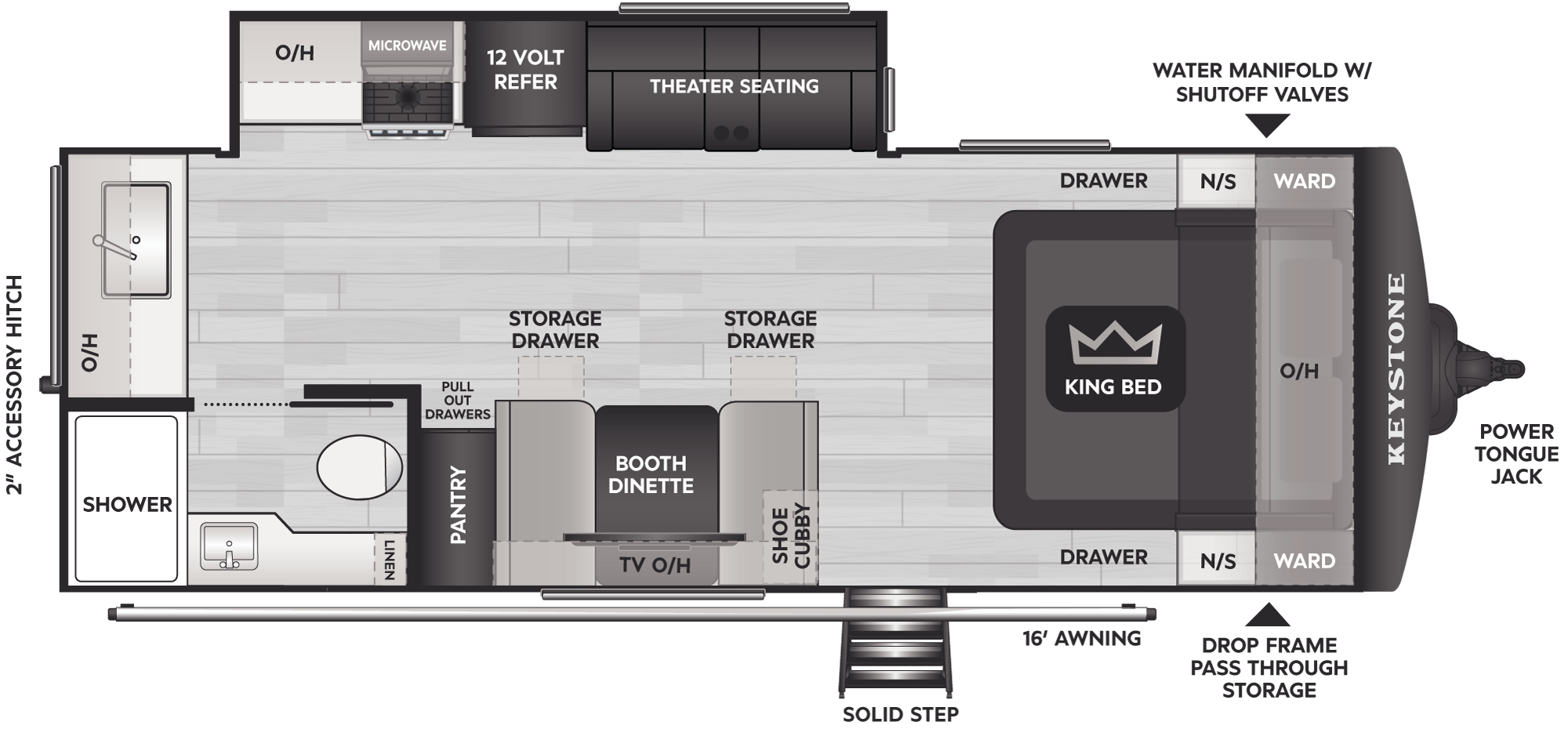Floorplan diagram for 2027 Keystone Cougar Half-Ton Travel Trailers 22MLS