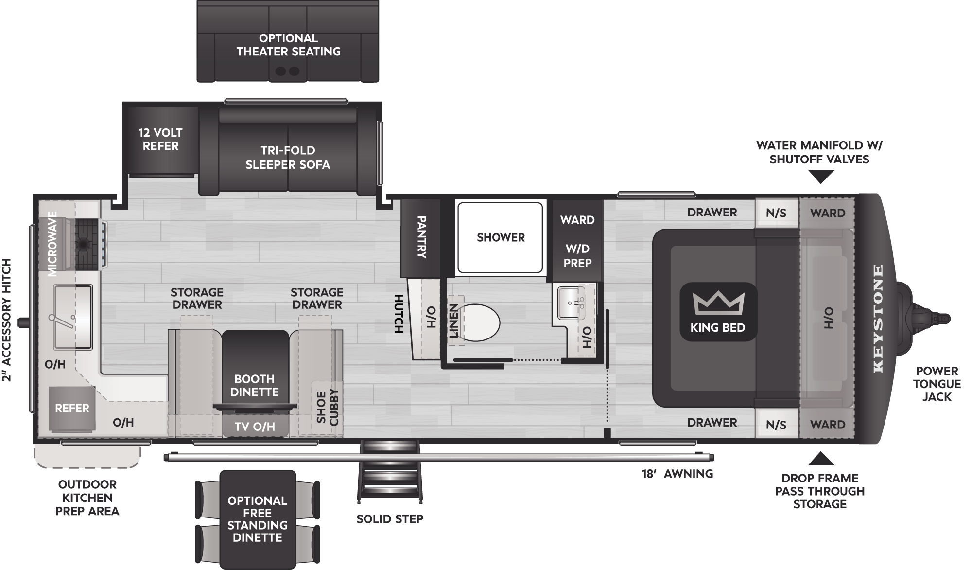 Floorplan diagram for 2027 Keystone Cougar Half-Ton Travel Trailers 25MLE