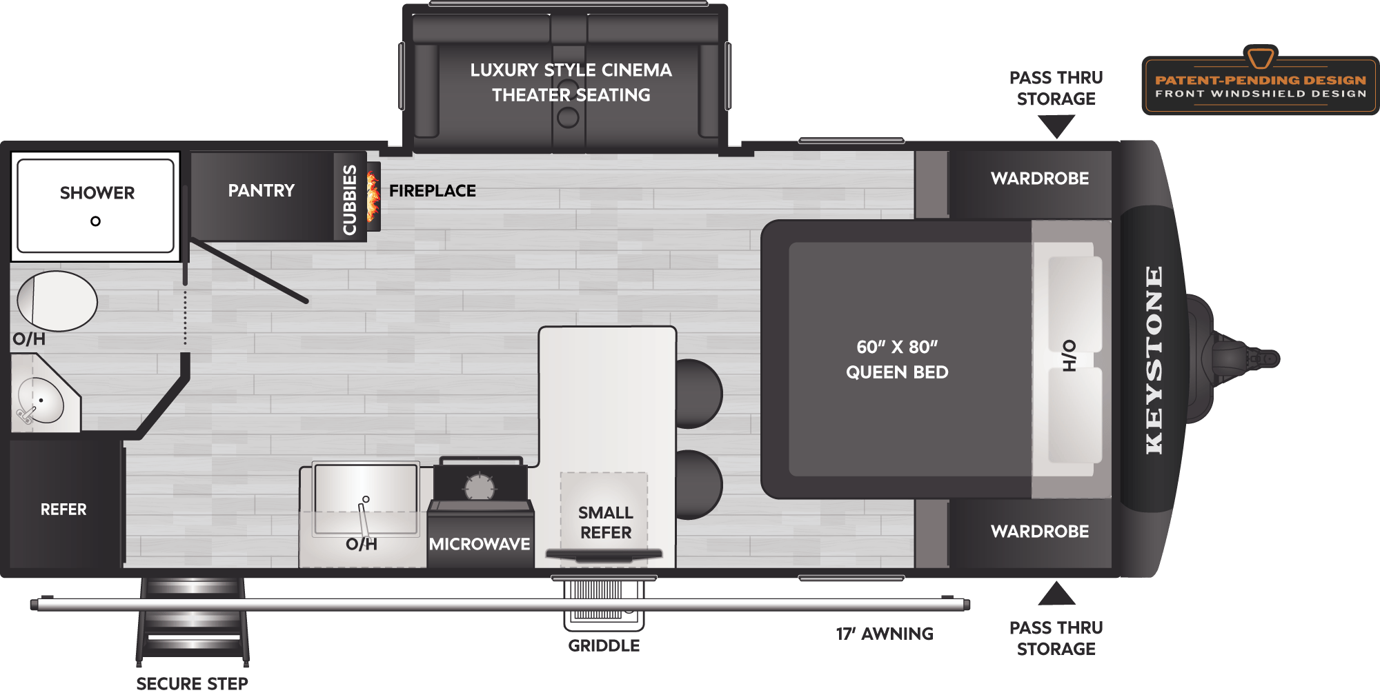 Floorplan diagram for 2027 Keystone Passport Super Lite Travel Trailers 2080MK
