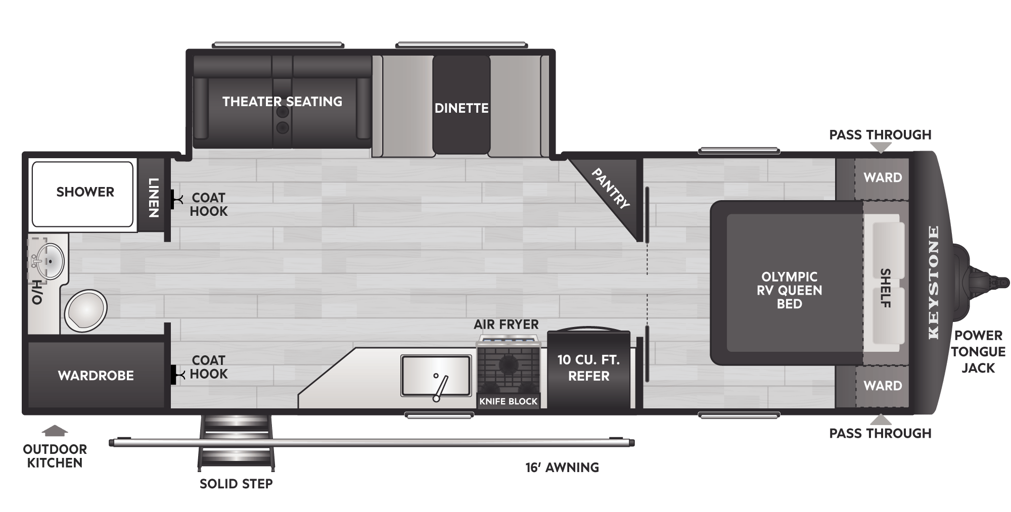 Floorplan diagram for 2027 Keystone Springdale 2500RBS