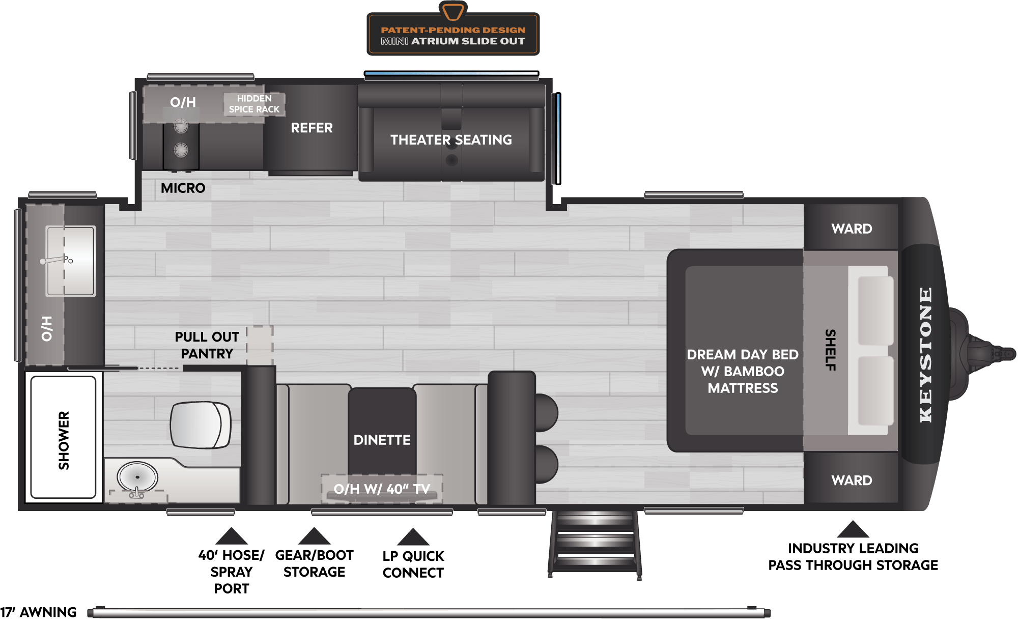 Floorplan diagram for 2027 Keystone Walkabout Travel Trailers 22MAX