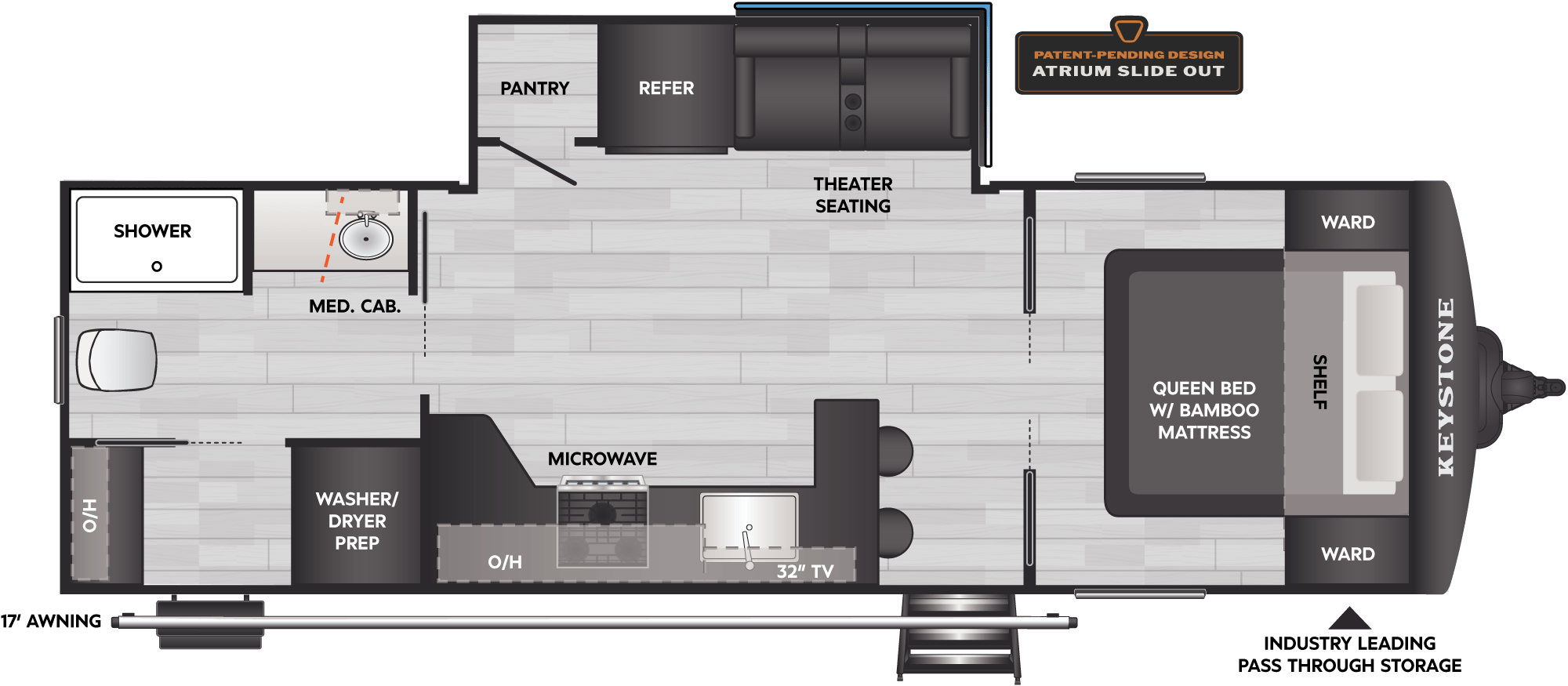 Floorplan diagram for 2027 Keystone Walkabout Travel Trailers 25MAX