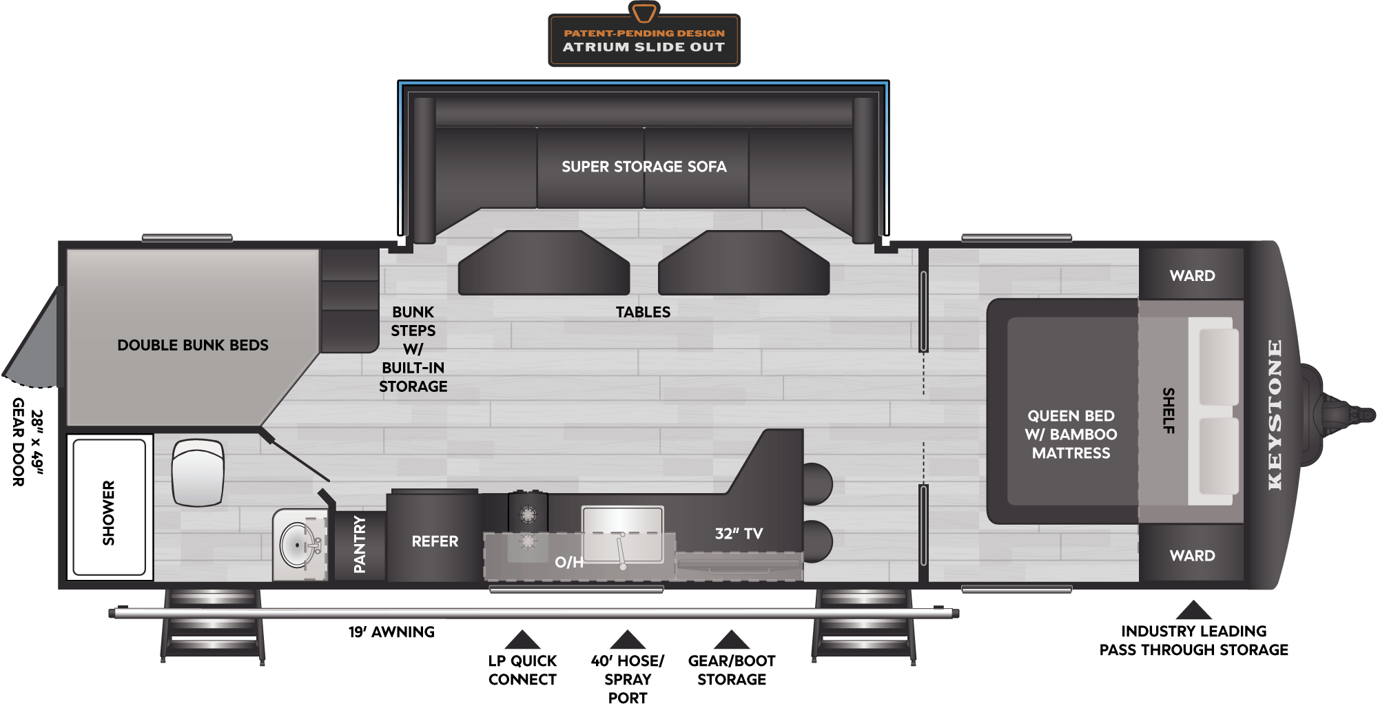 Floorplan diagram for 2027 Keystone Walkabout Travel Trailers 26MAX