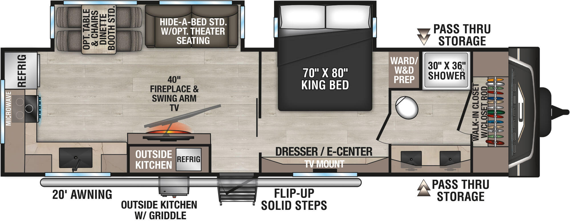 Floorplan diagram for 2027 KZ Connect C302FBK