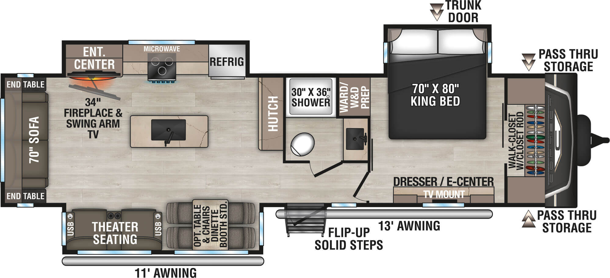 Floorplan diagram for 2027 KZ Connect C313MK