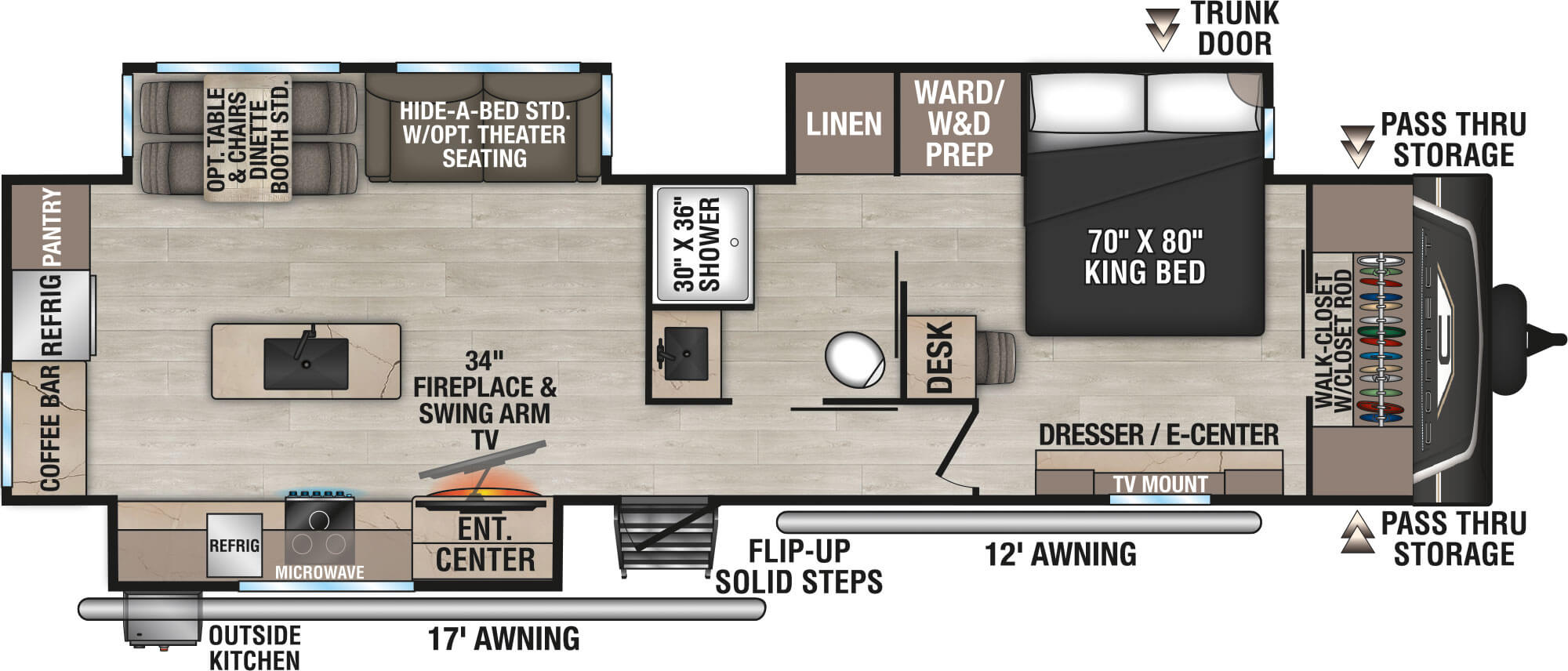 Floorplan diagram for 2027 KZ Connect C333RLK