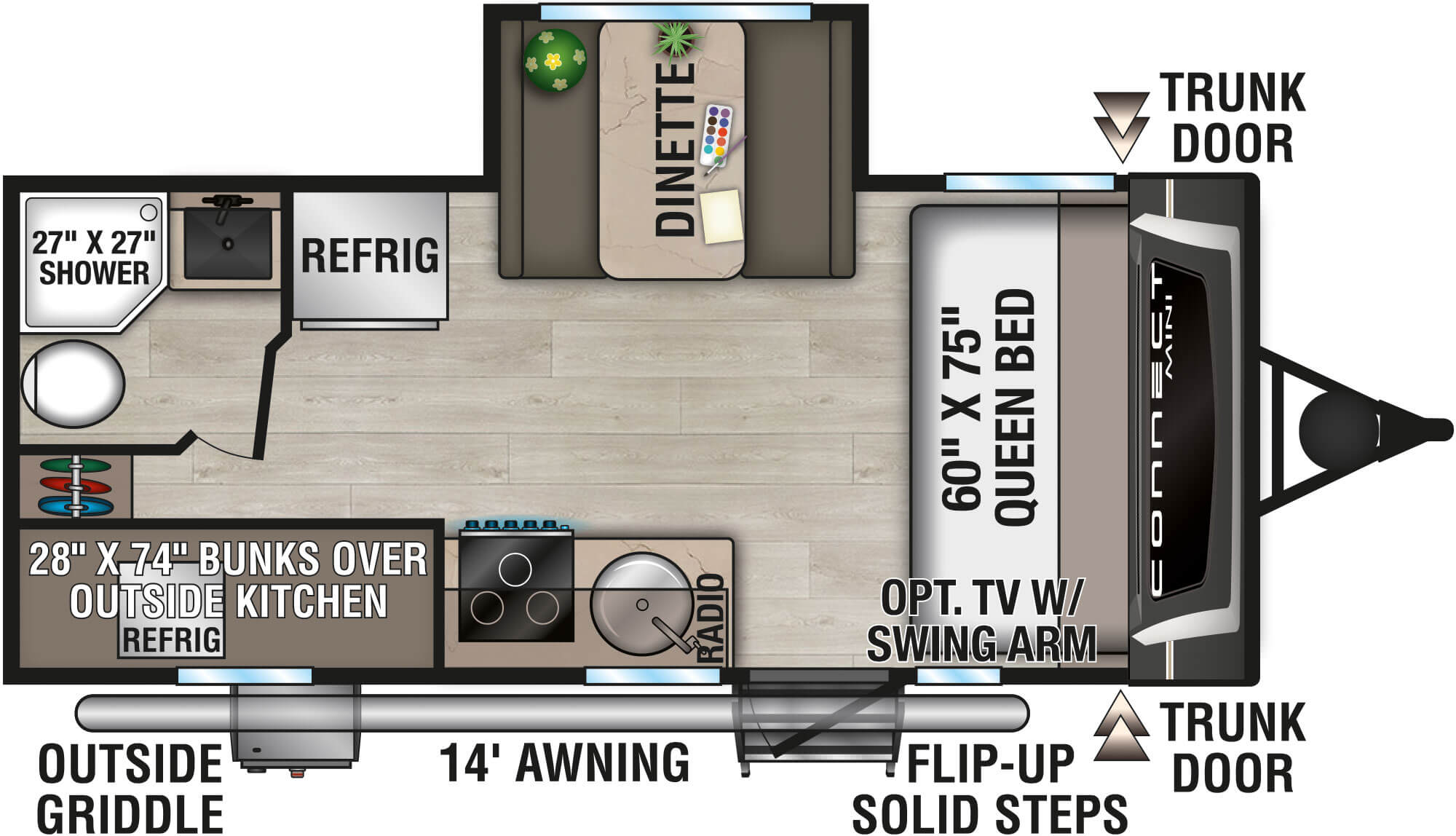 Floorplan diagram for 2027 KZ Connect Mini CM191BHK