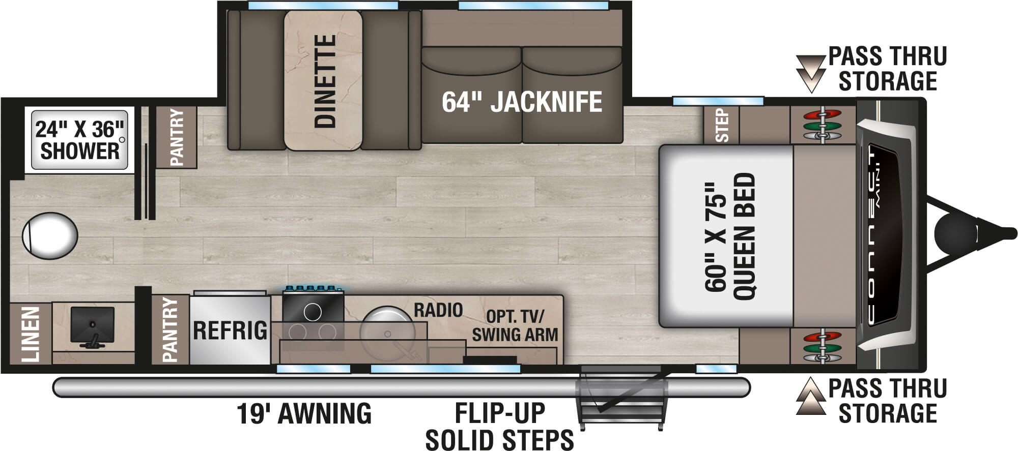 Floorplan diagram for 2027 KZ Connect Mini CM221RB