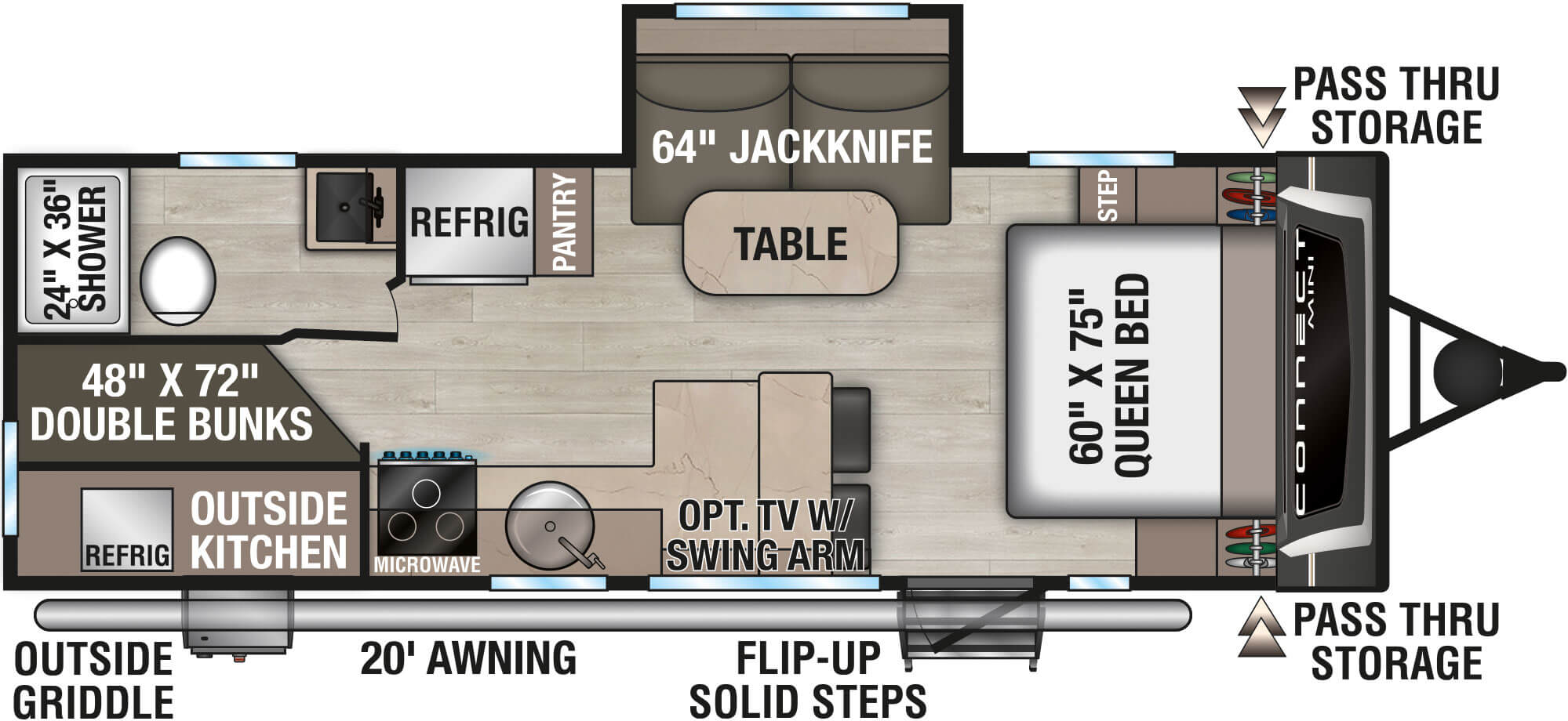Floorplan diagram for 2027 KZ Connect Mini CM231BH