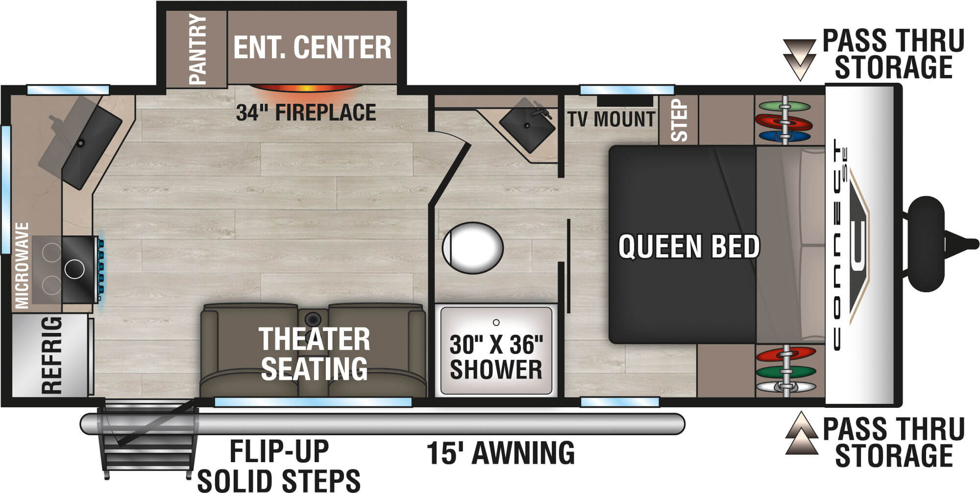 Floorplan diagram for 2027 KZ Connect SE C191RKSE