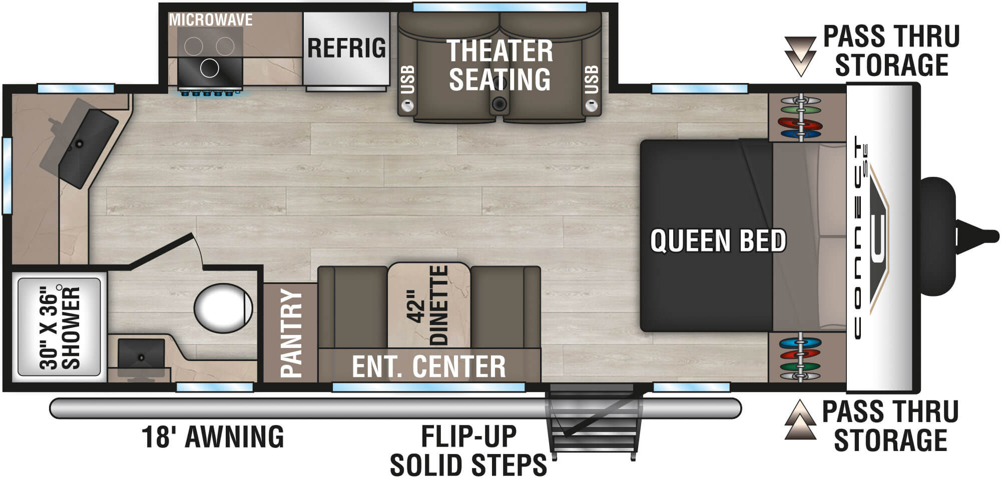 Floorplan diagram for 2027 KZ Connect SE C211MKSE