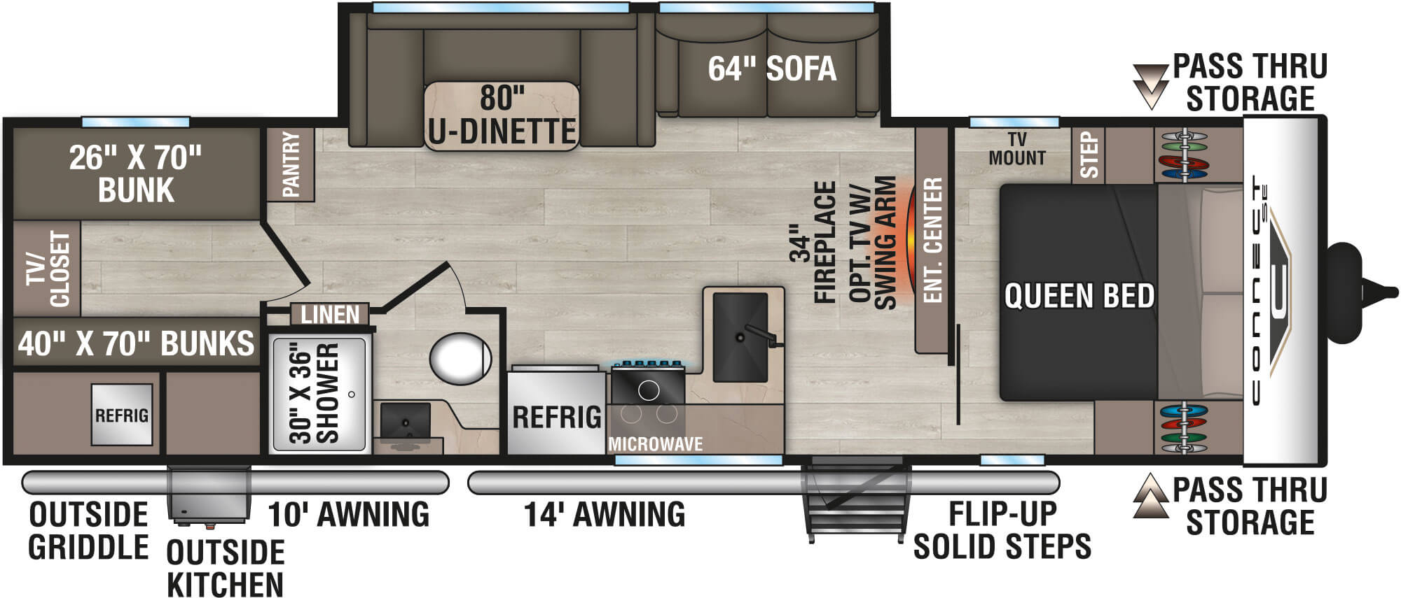 Floorplan diagram for 2027 KZ Connect SE C281BHKSE