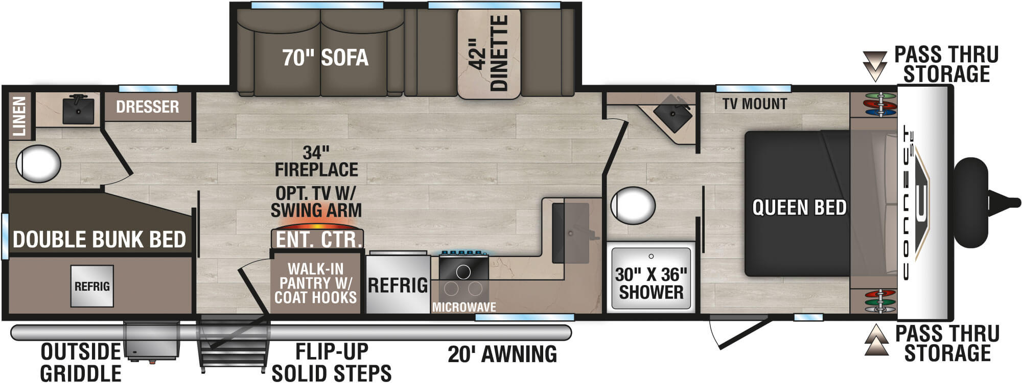 Floorplan diagram for 2027 KZ Connect SE C301BHKSE