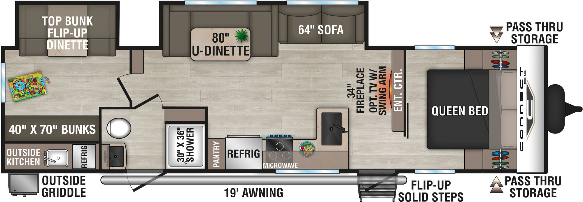 Floorplan diagram for 2027 KZ Connect SE C312BHKSE