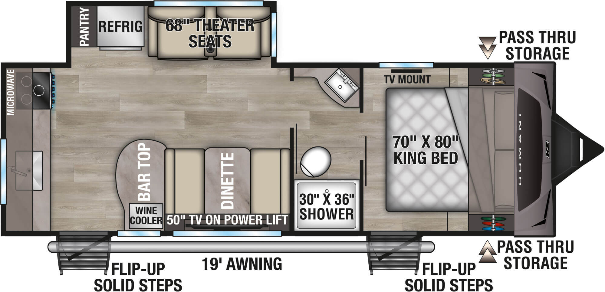 Floorplan diagram for 2027 KZ Domani DM241ML
