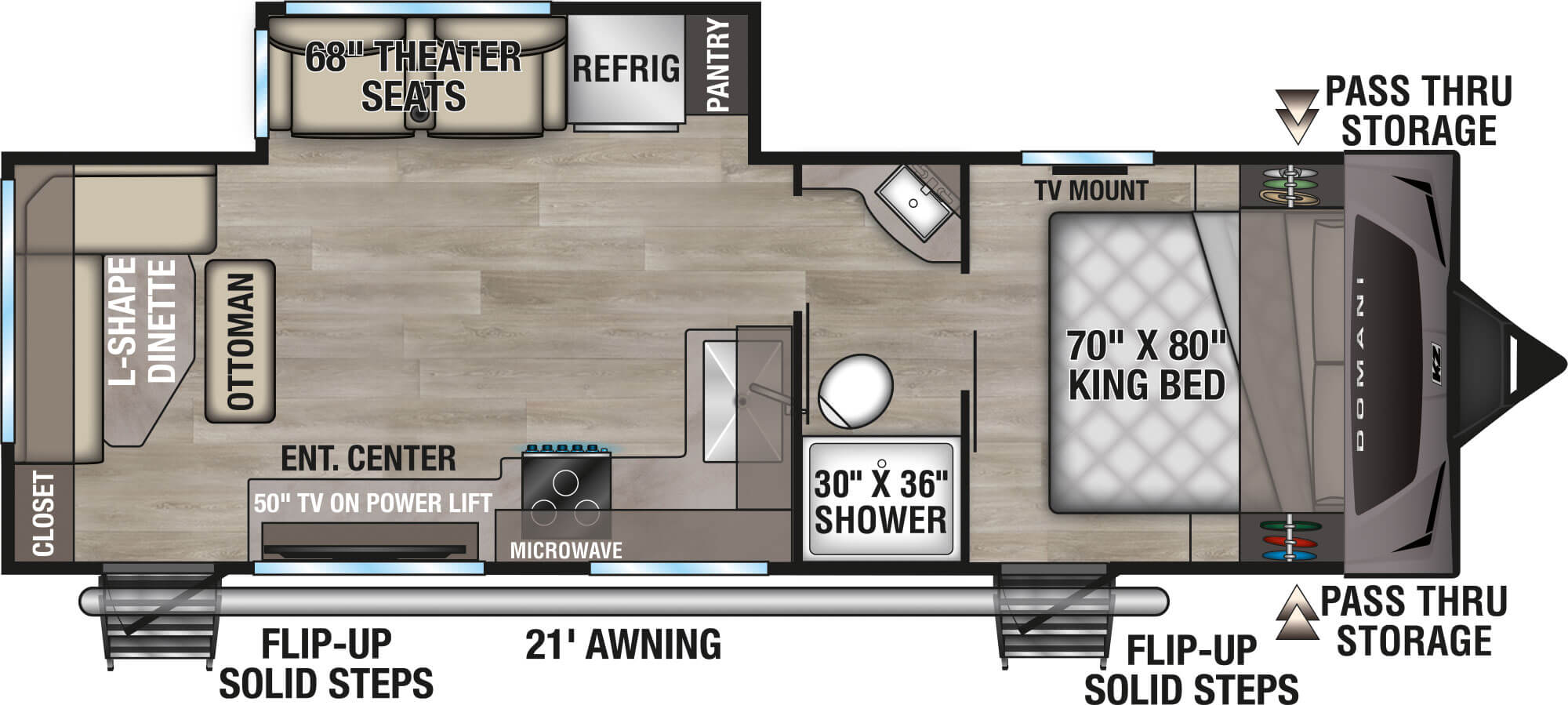 Floorplan diagram for 2027 KZ Domani DM251RL