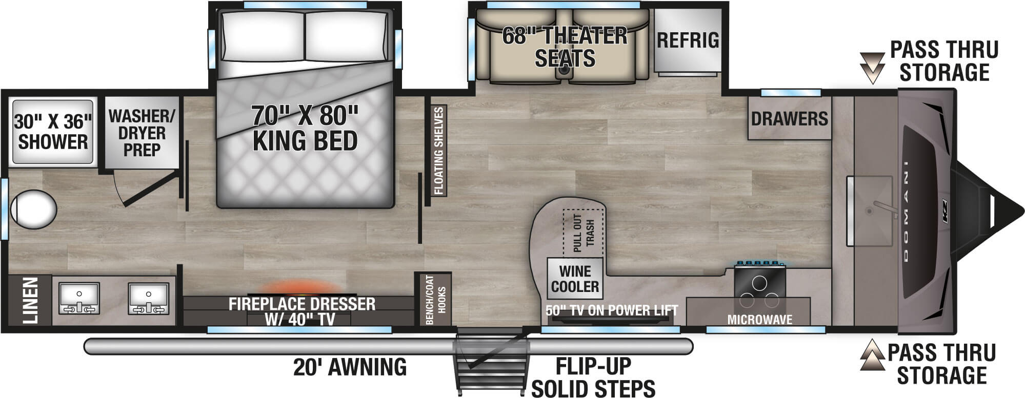 Floorplan diagram for 2027 KZ Domani DM292FK