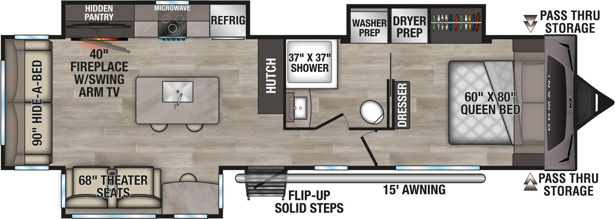 Floorplan diagram for 2027 KZ Domani DM323RL