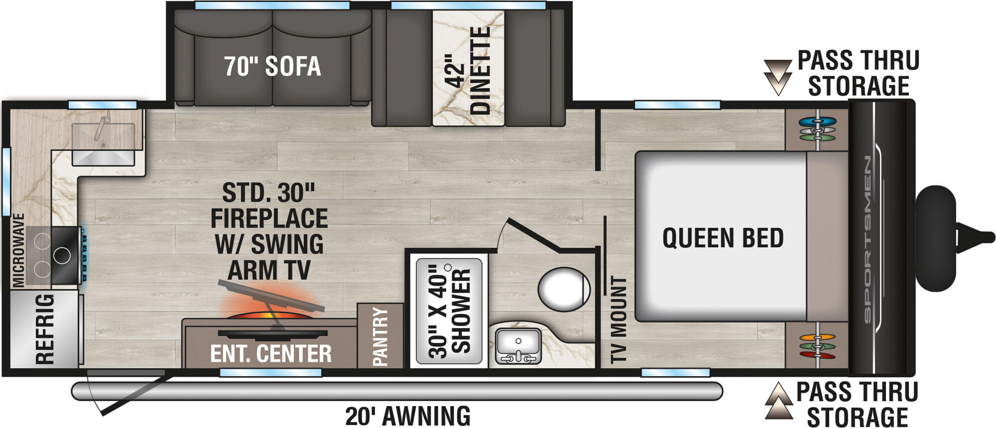 Floorplan diagram for 2027 KZ Sportsmen 241RK