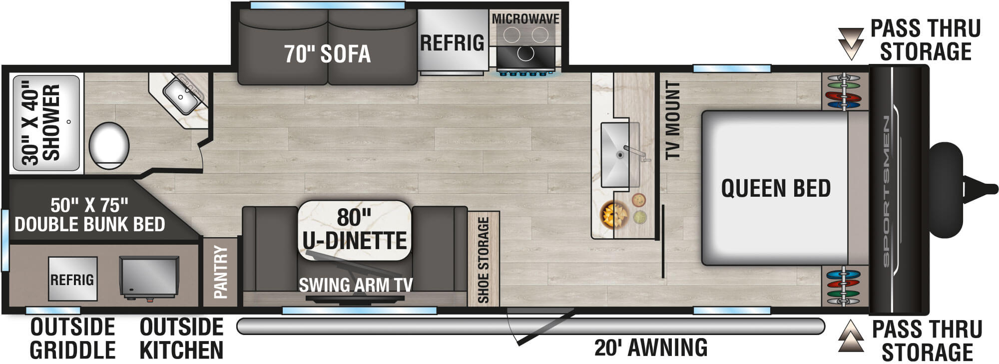 Floorplan diagram for 2027 KZ Sportsmen 291BHK