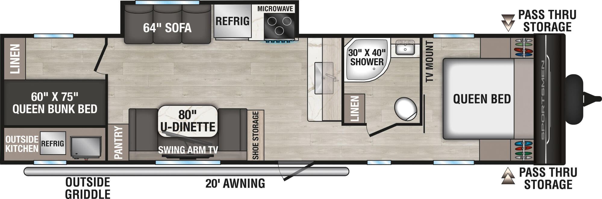 Floorplan diagram for 2027 KZ Sportsmen 321BHK