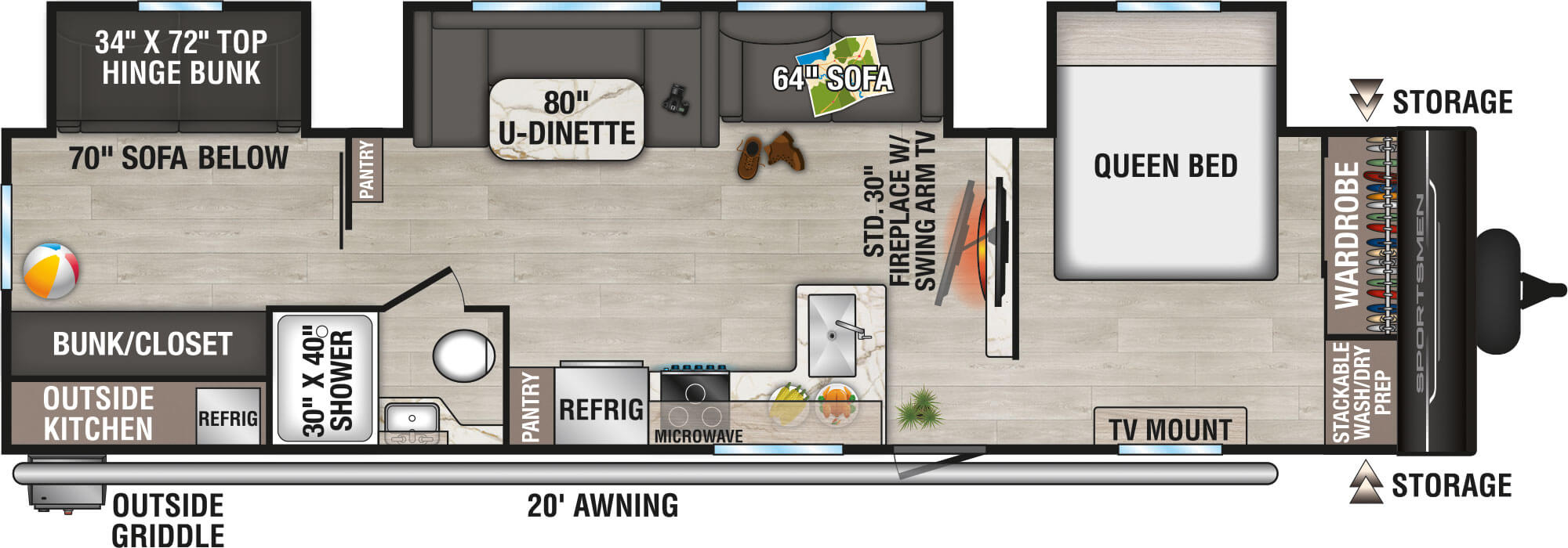 Floorplan diagram for 2027 KZ Sportsmen 333BHK