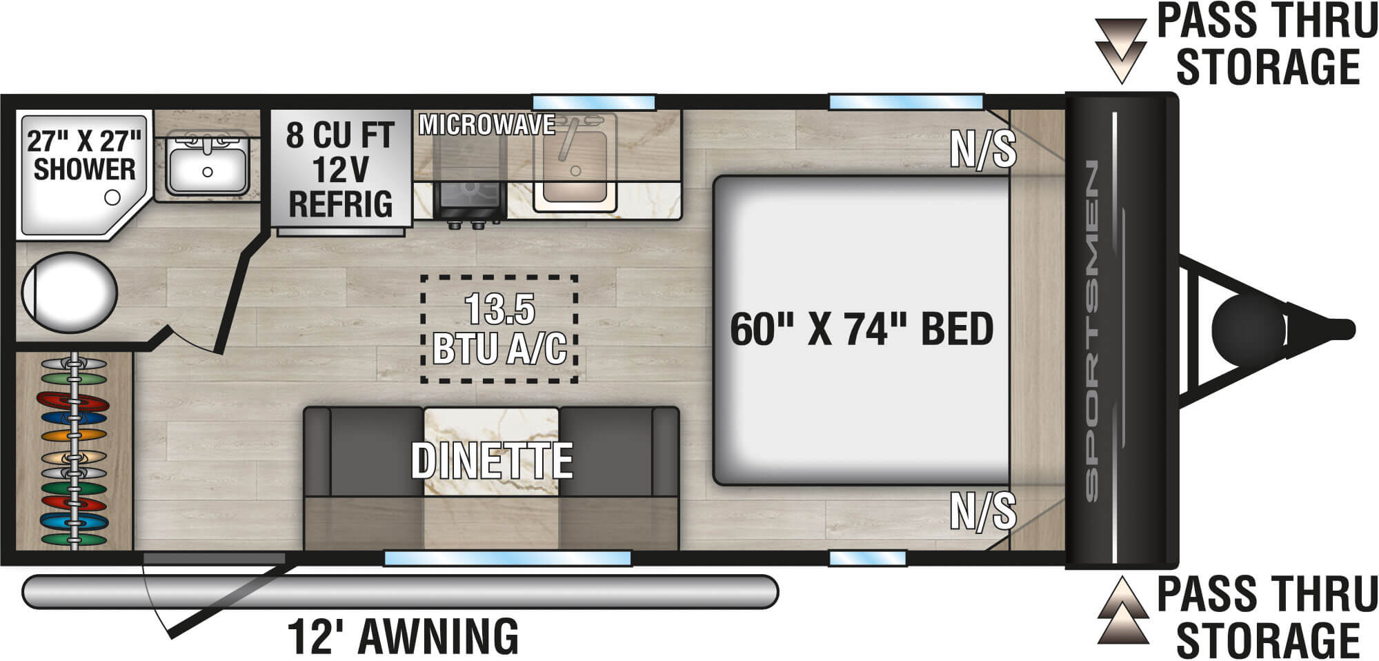 Floorplan diagram for 2027 KZ Sportsmen Classic 160QB