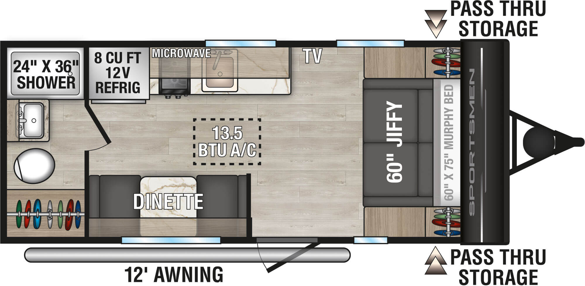 Floorplan diagram for 2027 KZ Sportsmen Classic 170MB