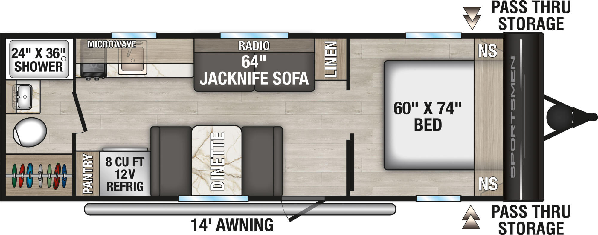 Floorplan diagram for 2027 KZ Sportsmen Classic 230RB